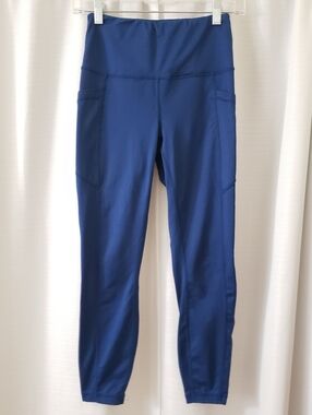 Small Velocity Dark Blue Full Length Leggings With Pockets